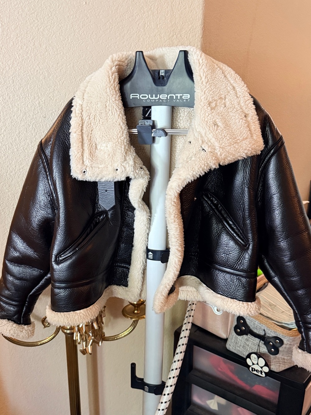 ZARA Shearling Double Face Aviator Jacket - Almost New XL - Picture 2 of 4